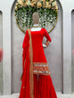 Load image into Gallery viewer, Red Stunning Faux Georgette Sharara Set – A Perfect Festive Ensemble ClothsVilla
