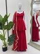 Load image into Gallery viewer, Red Tabby Organza Work Suit Set with Plazo &amp; Dupatta ClothsVilla