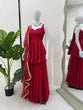 Load image into Gallery viewer, Red Tabby Organza Work Suit Set with Plazo &amp; Dupatta ClothsVilla