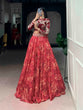 Load image into Gallery viewer, Red Tasar Silk Lehenga &amp; Embroidered Blouse ClothsVilla