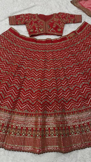 Red Thai Silk Bridal Lehenga ClothsVilla
