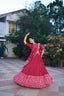 Red Traditional Chanderi Lehenga Set ClothsVilla