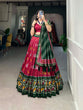Load image into Gallery viewer, Red Tussar Silk Lehenga Choli with Enchanting Ikat Patola Print and Foil Work ClothsVilla