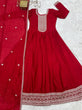 Load image into Gallery viewer, Red Vichitra Silk Kali Anarkali Gown ClothsVilla