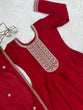 Load image into Gallery viewer, Red Vichitra Silk Kali Anarkali Gown ClothsVilla
