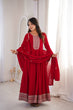 Load image into Gallery viewer, Red Vichitra Silk Kali Anarkali Gown ClothsVilla