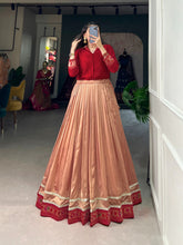 Load image into Gallery viewer, Red Vichitra Silk Lehenga Co-ord Set with Shirt ClothsVilla