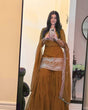 Load image into Gallery viewer, Reddish Brown Faux Georgette Thread &amp; Sequins Sharara Set with Net Dupatta ClothsVilla