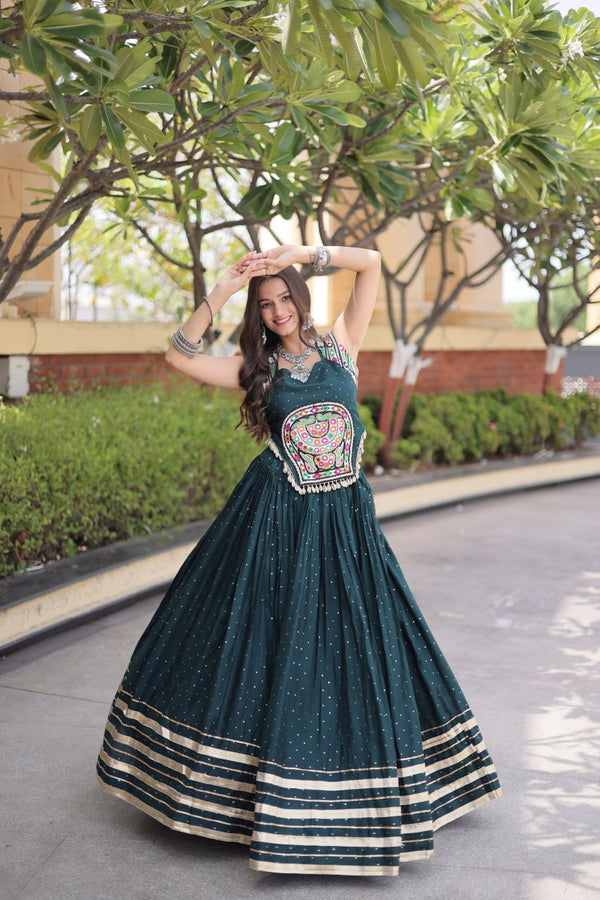 Reyon Gamthi Mirror Work Lehenga Set ClothsVilla