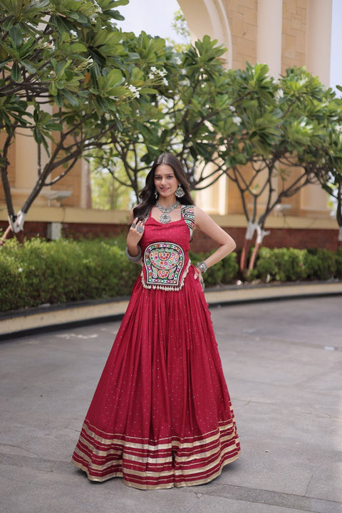 Reyon Gamthi Mirror Work Lehenga Set ClothsVilla Main image