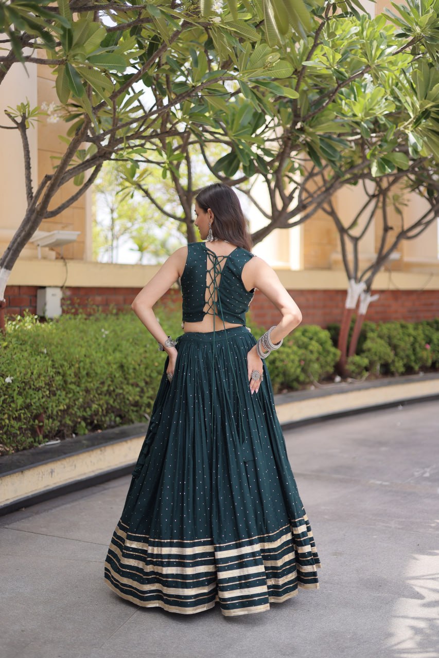 Reyon Gamthi Mirror Work Lehenga Set ClothsVilla