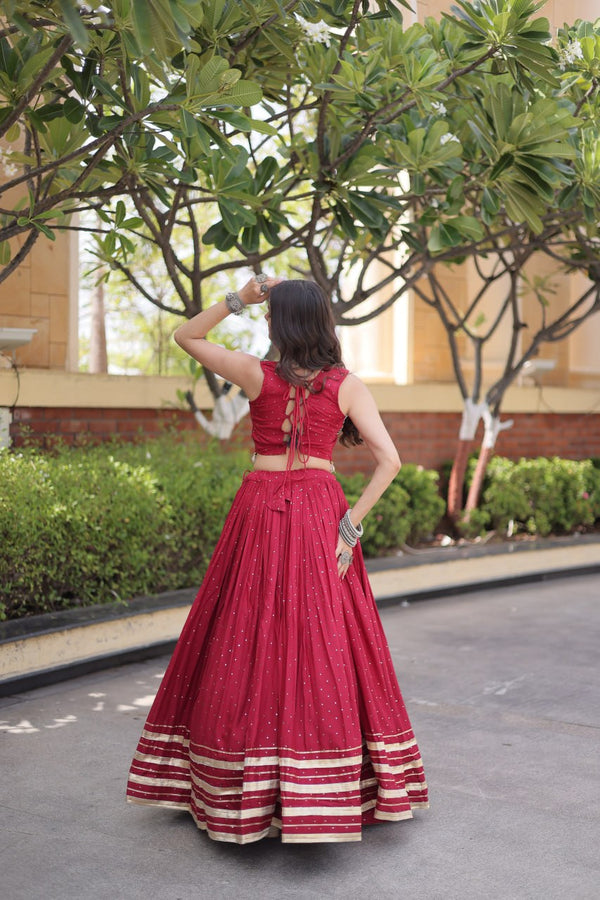 Reyon Gamthi Mirror Work Lehenga Set ClothsVilla