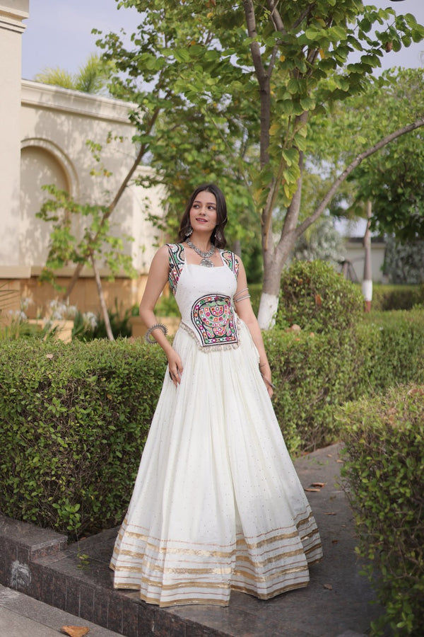 Reyon Gamthi Mirror Work Lehenga Set ClothsVilla