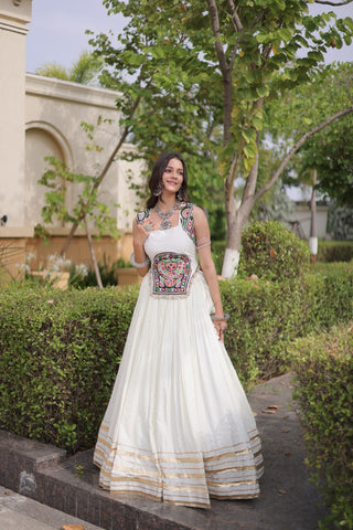 Reyon Gamthi Mirror Work Lehenga Set ClothsVilla