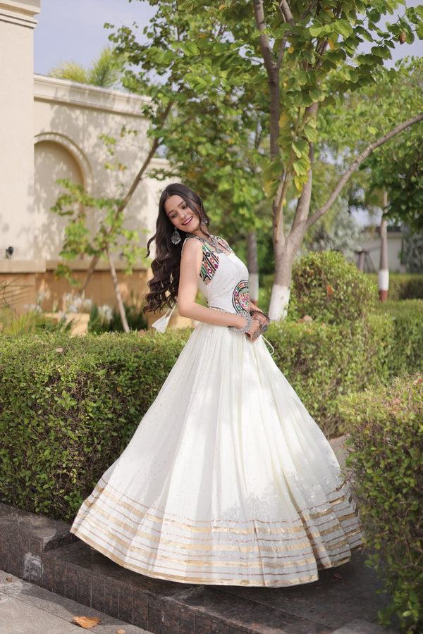 Reyon Gamthi Mirror Work Lehenga Set ClothsVilla