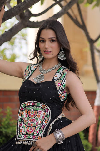 Reyon Gamthi Mirror Work Lehenga Set ClothsVilla