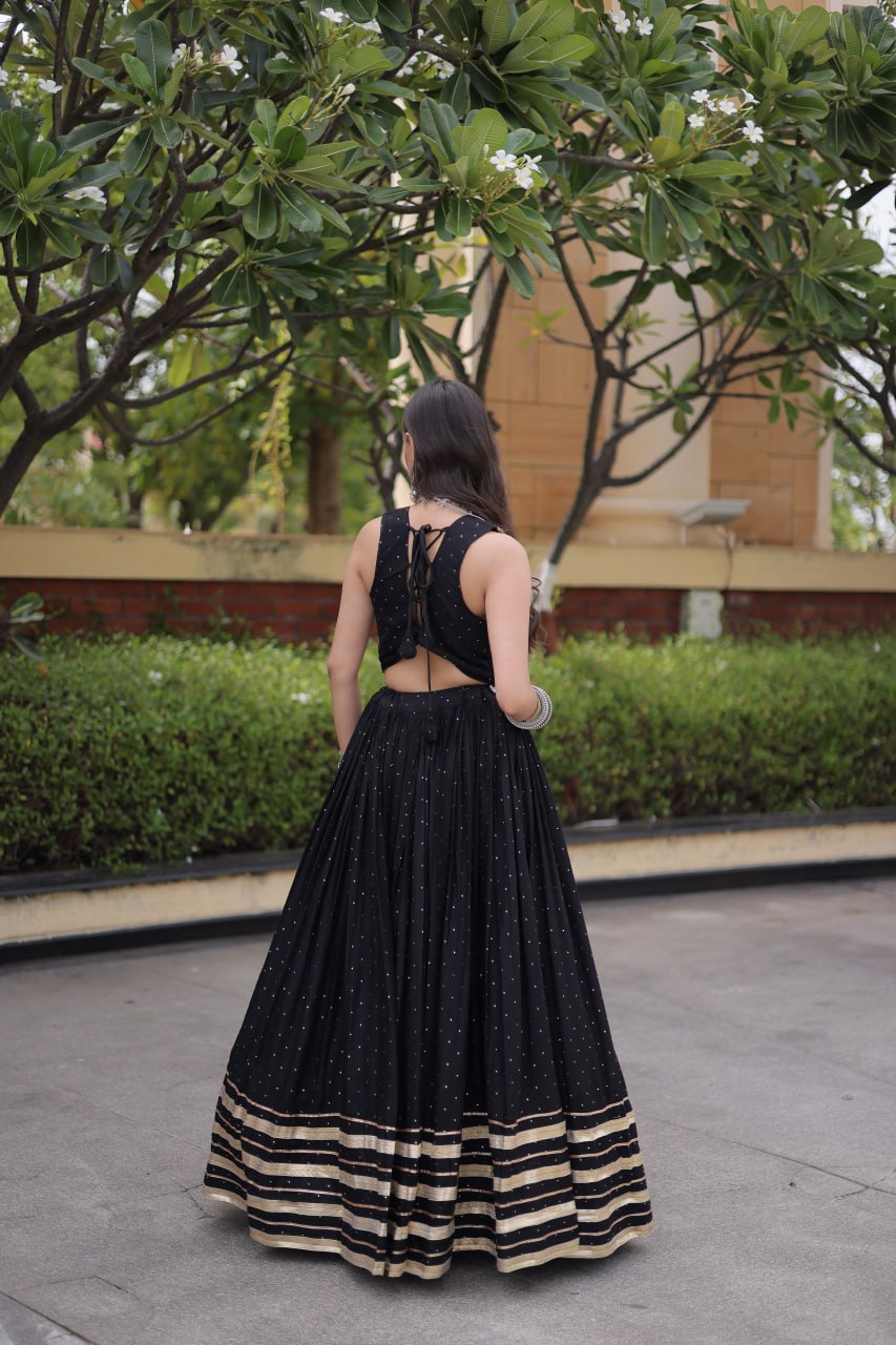 Reyon Gamthi Mirror Work Lehenga Set ClothsVilla