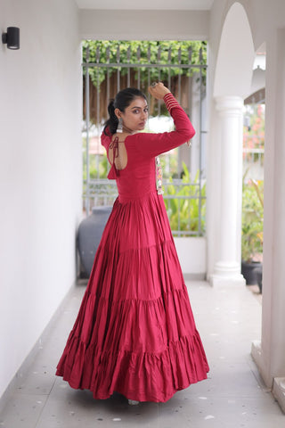 Reyon Kutchi Gamthi Embroidered Mirror Work Gown Clothsvilla