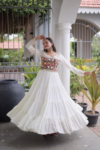 Reyon Kutchi Gamthi Embroidered Mirror Work Gown Clothsvilla