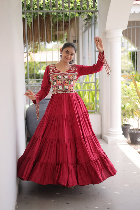 Reyon Kutchi Gamthi Embroidered Mirror Work Gown Clothsvilla Main image