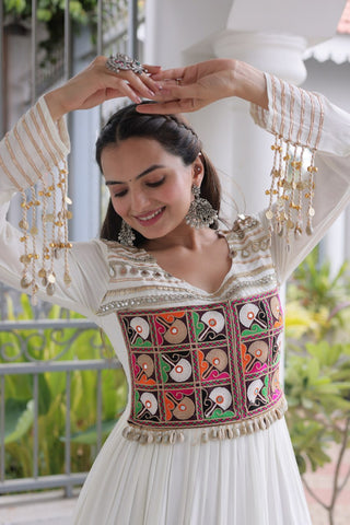 Reyon Kutchi Gamthi Embroidered Mirror Work Gown Clothsvilla