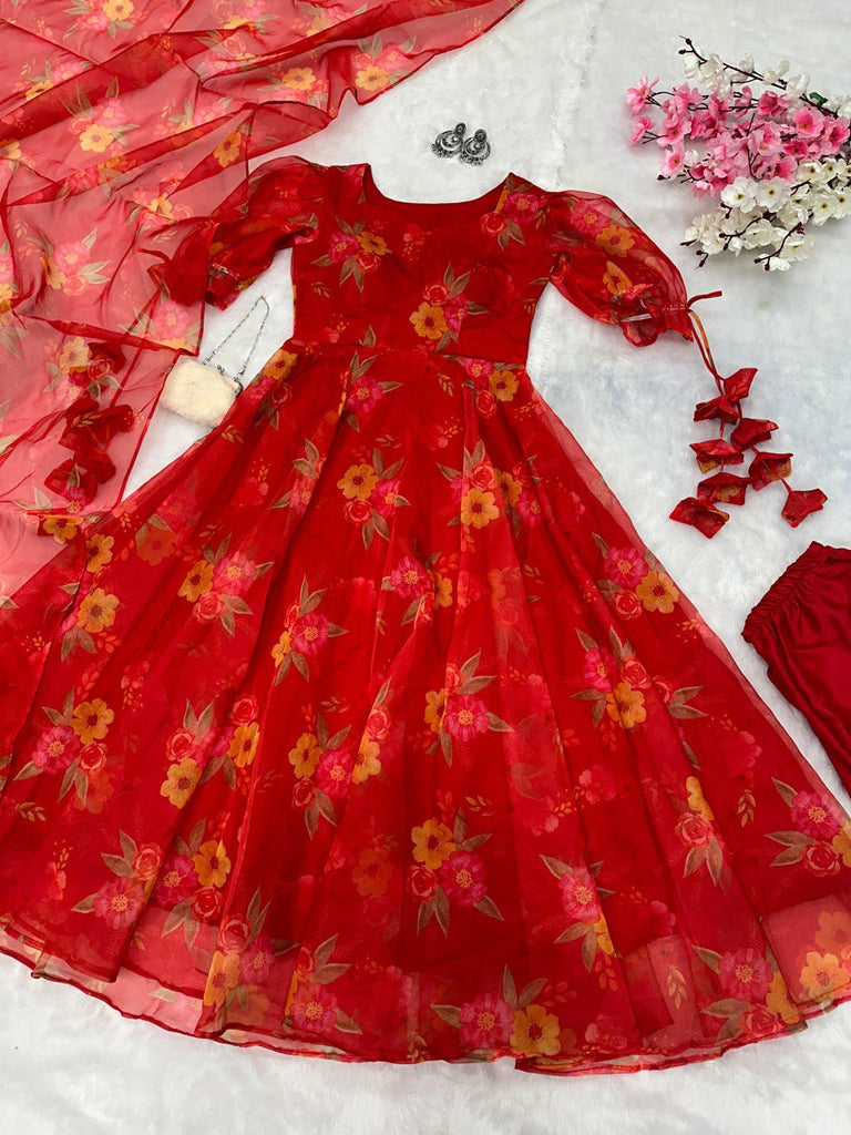 Ri8 Fashion Red Exclusive Digital Printed Anarkali Suit – Elegance Meets Modern Flair ClothsVilla