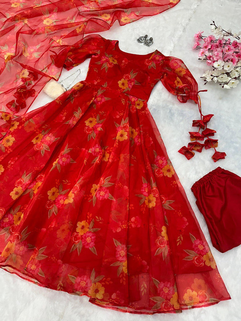 Ri8 Fashion Red Exclusive Digital Printed Anarkali Suit – Elegance Meets Modern Flair ClothsVilla