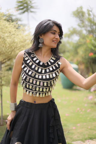 Roman Silk Gota Pattern Lehenga Set ClothsVilla
