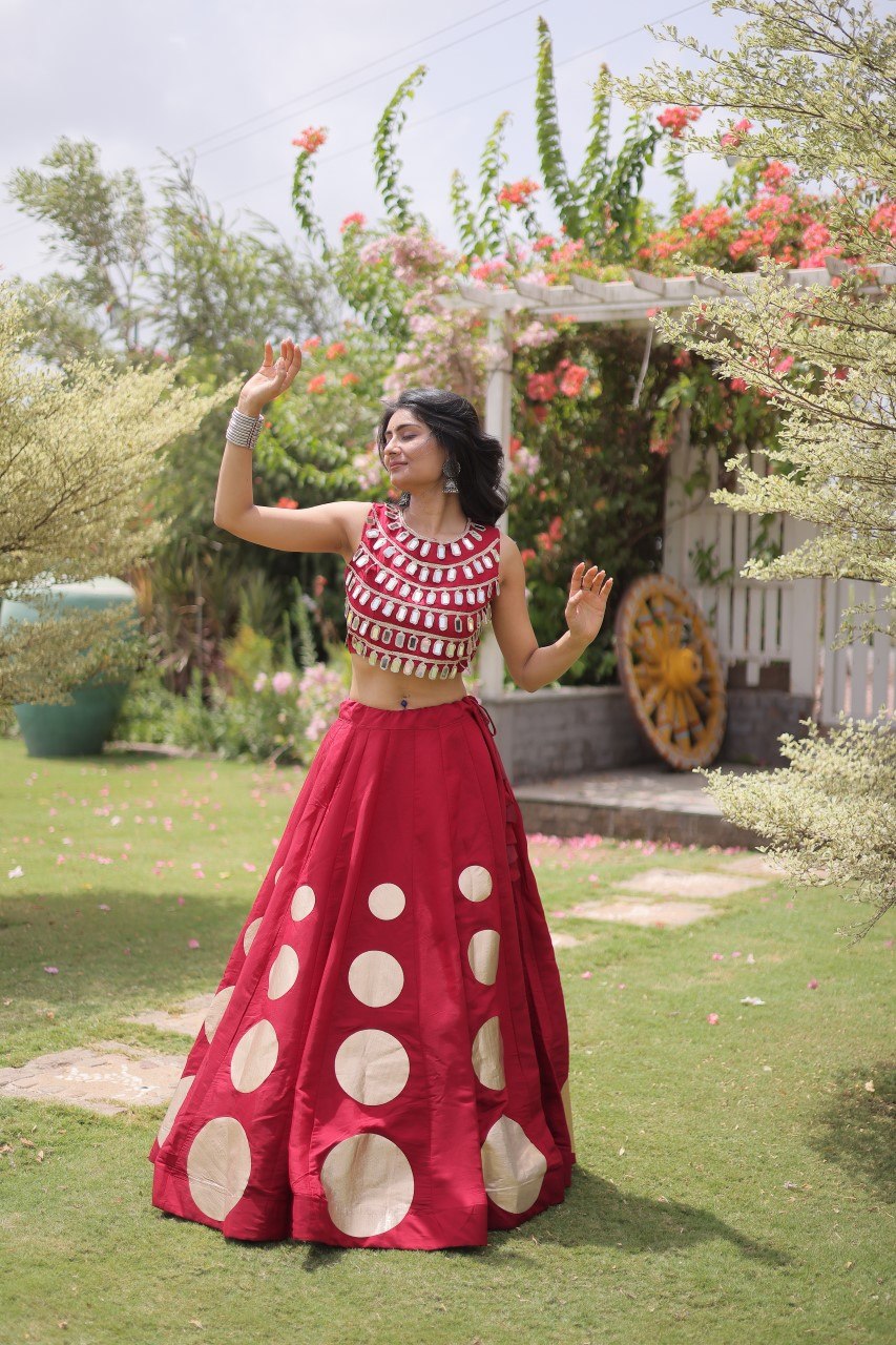Roman Silk Gota Pattern Lehenga Set ClothsVilla