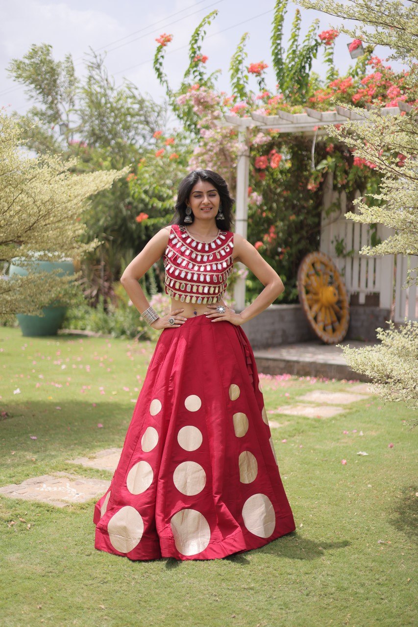 Roman Silk Gota Pattern Lehenga Set ClothsVilla