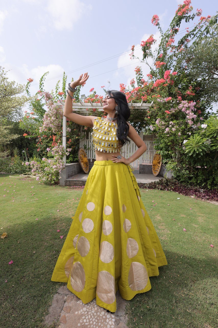 Roman Silk Gota Pattern Lehenga Set ClothsVilla