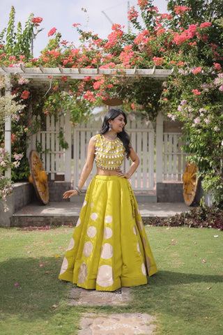 Roman Silk Gota Pattern Lehenga Set ClothsVilla