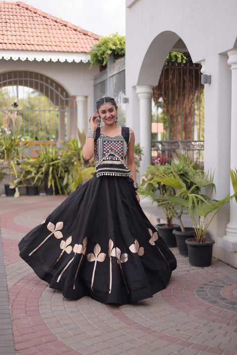 Roman Silk Pan Patti Gota Work Lehenga Set Clothsvilla Main image