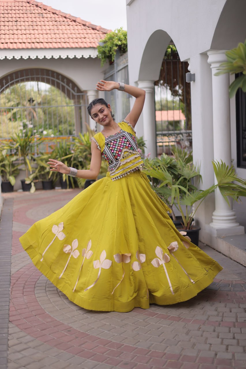 Roman Silk Pan Patti Gota Work Lehenga Set Clothsvilla