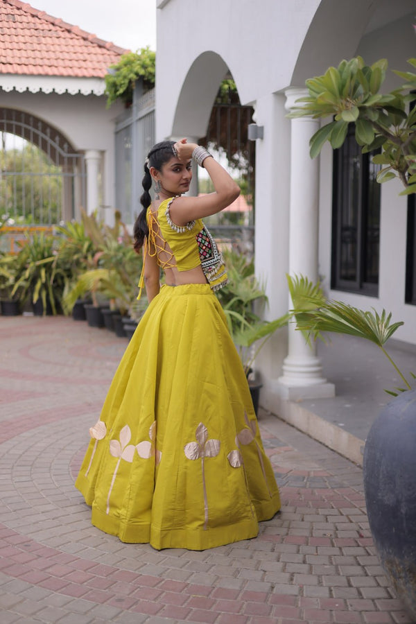 Roman Silk Pan Patti Gota Work Lehenga Set Clothsvilla