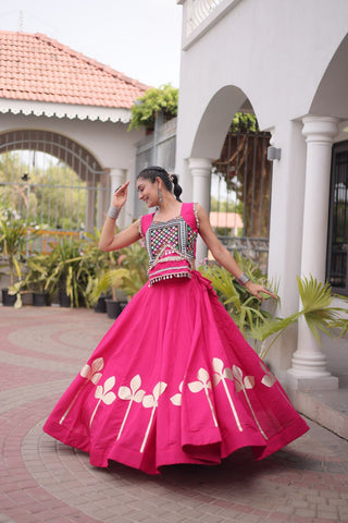 Roman Silk Pan Patti Gota Work Lehenga Set Clothsvilla