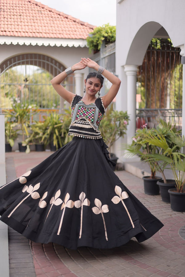 Roman Silk Pan Patti Gota Work Lehenga Set Clothsvilla