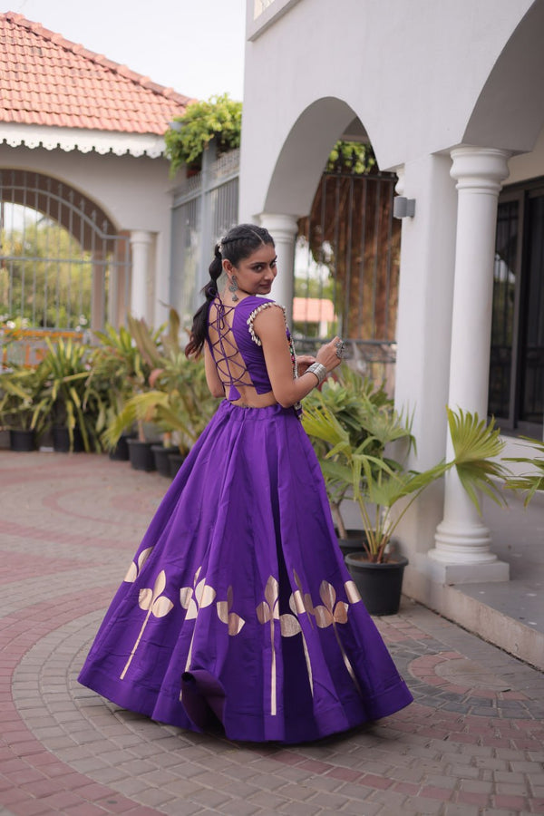 Roman Silk Pan Patti Gota Work Lehenga Set Clothsvilla