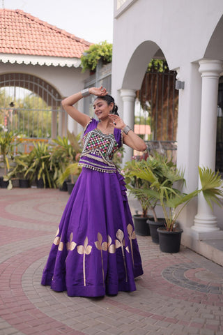 Roman Silk Pan Patti Gota Work Lehenga Set Clothsvilla