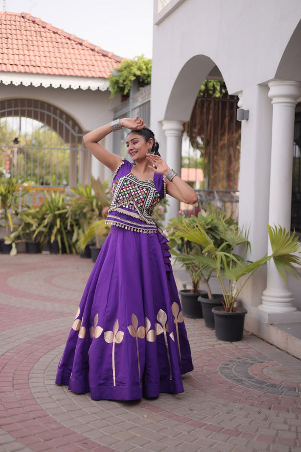 Roman Silk Pan Patti Gota Work Lehenga Set Clothsvilla