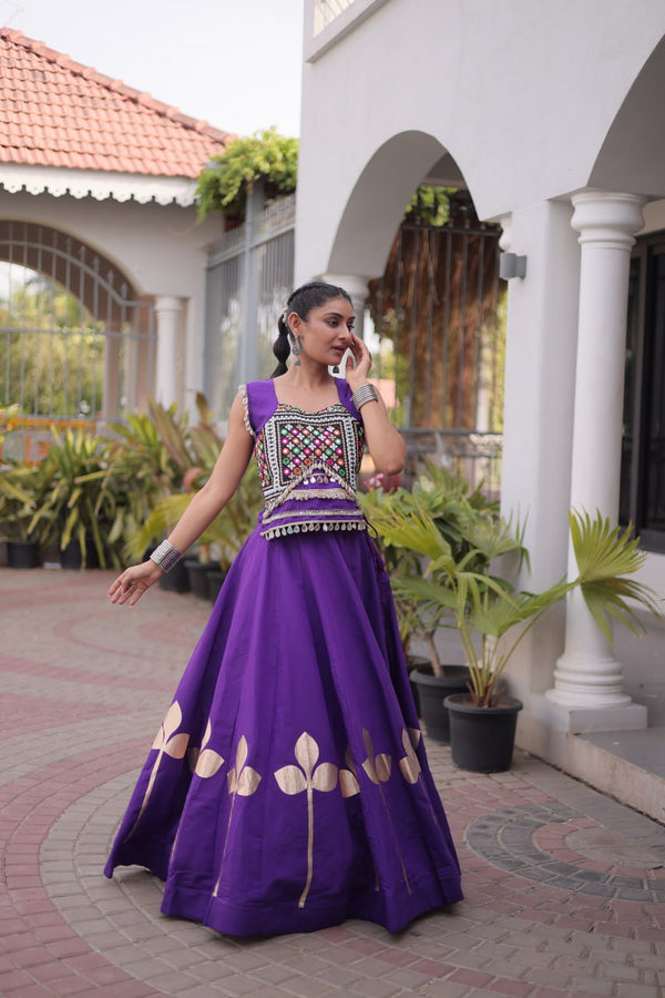 Roman Silk Pan Patti Gota Work Lehenga Set Clothsvilla