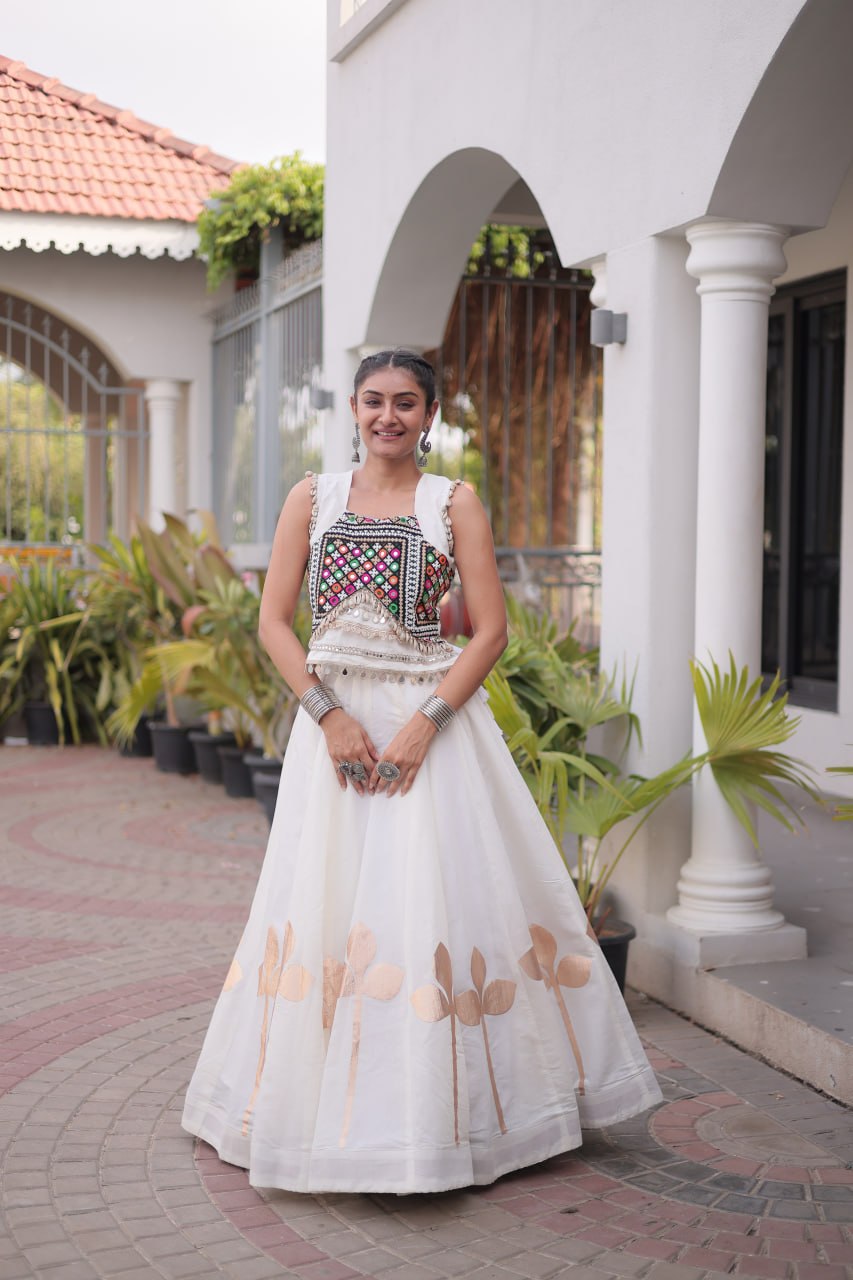 Roman Silk Pan Patti Gota Work Lehenga Set Clothsvilla