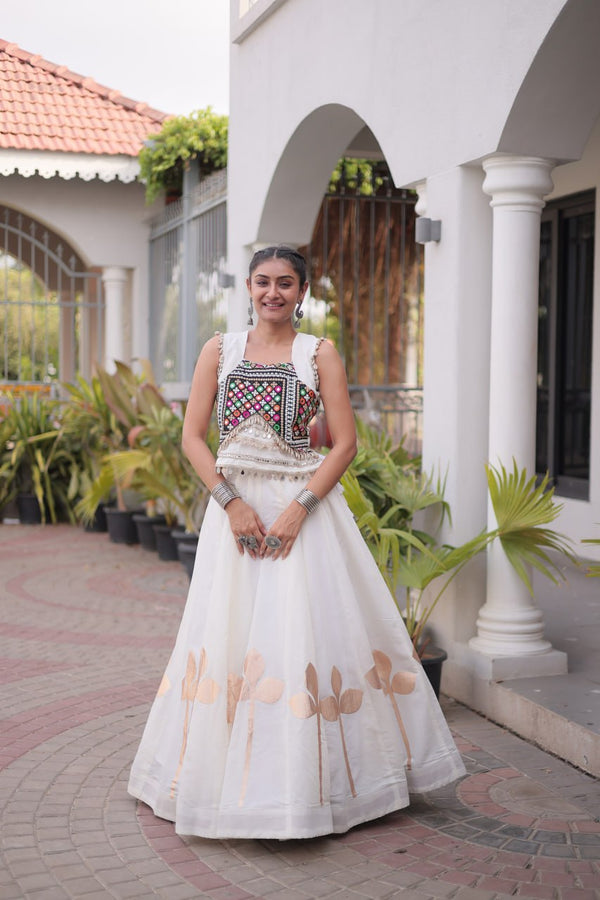 Roman Silk Pan Patti Gota Work Lehenga Set Clothsvilla
