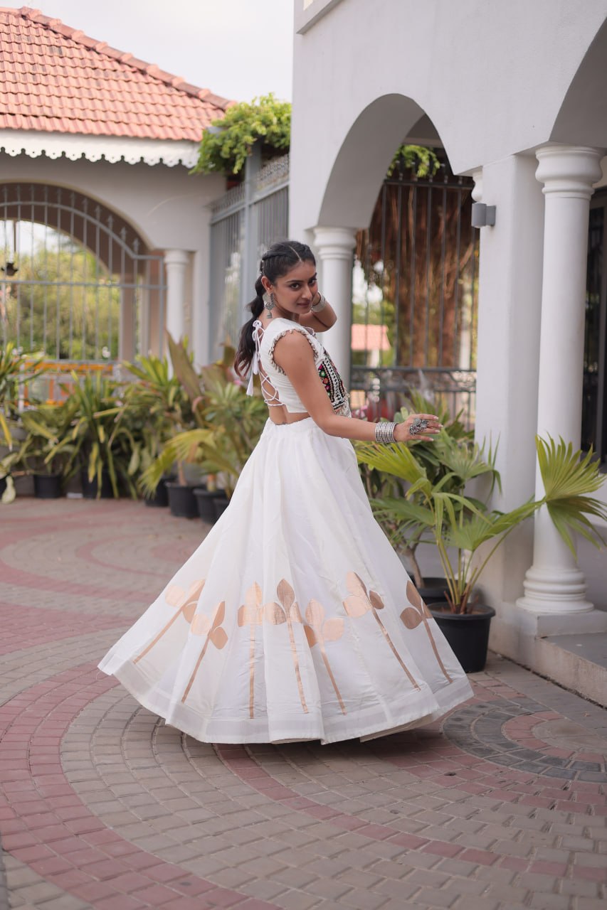 Roman Silk Pan Patti Gota Work Lehenga Set Clothsvilla