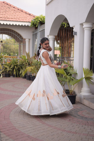 Roman Silk Pan Patti Gota Work Lehenga Set Clothsvilla