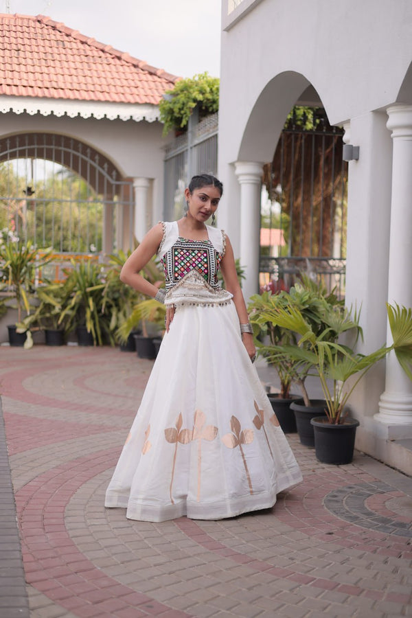 Roman Silk Pan Patti Gota Work Lehenga Set Clothsvilla