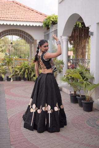 Roman Silk Pan Patti Gota Work Lehenga Set Clothsvilla
