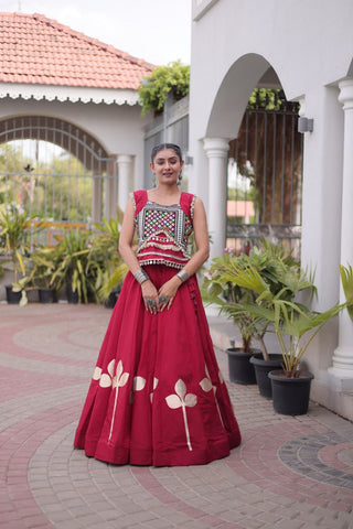 Roman Silk Pan Patti Gota Work Lehenga Set Clothsvilla