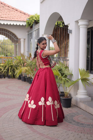 Roman Silk Pan Patti Gota Work Lehenga Set Clothsvilla