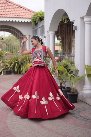 Roman Silk Pan Patti Gota Work Lehenga Set Clothsvilla